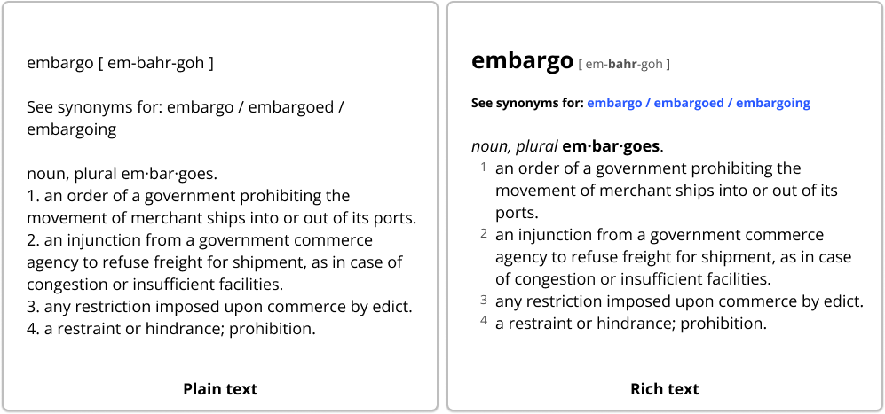 plain text and rich text 