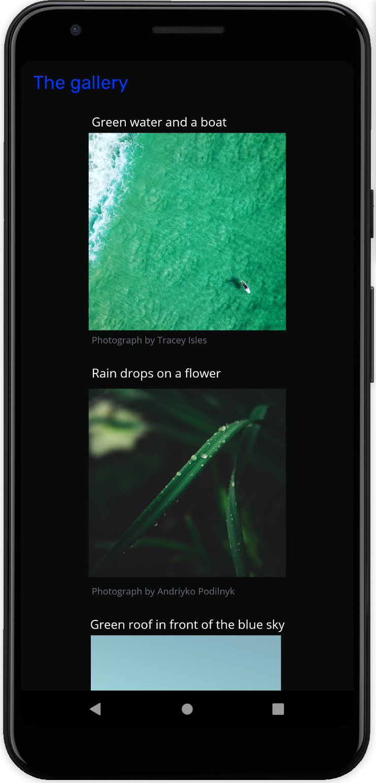 demo app in dark mode